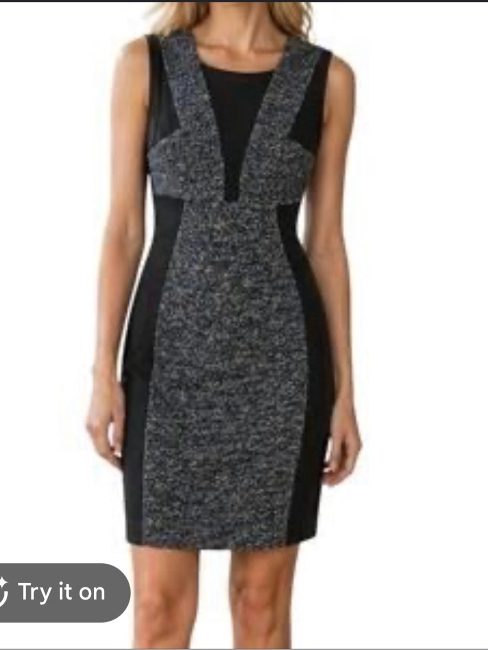 Yoana Baraschi Sleeveless Black, Navy and Gold Sheath Dress Size 6 Bodycon